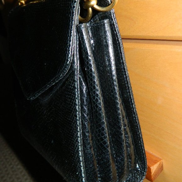 Donna Karan Black 100% Auth. Snake Skin Evening Bag - Picture 11 of 16